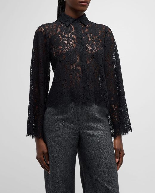 L'agence Carter Long-Sleeve Lace Blouse