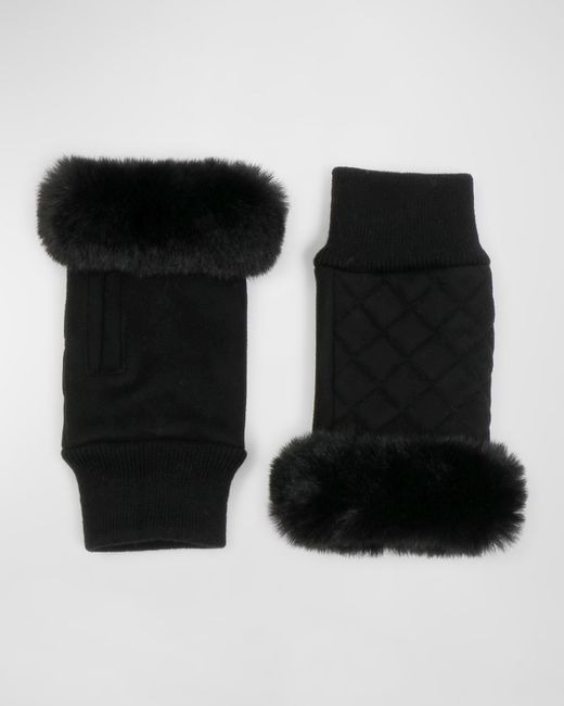 Pia Rossini Carlton Faux Fur-Trim Fingerless Gloves