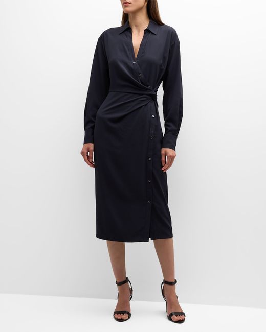 Veronica Beard Wright Button-Front Midi Wrap Dress