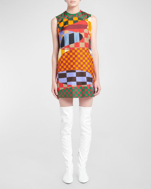 Emilio Pucci Abstract-Print Sleeveless Mini Shift Dress
