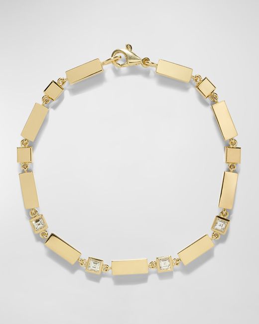 Azlee 18k Gold Bar and Carre Diamond Bracelet