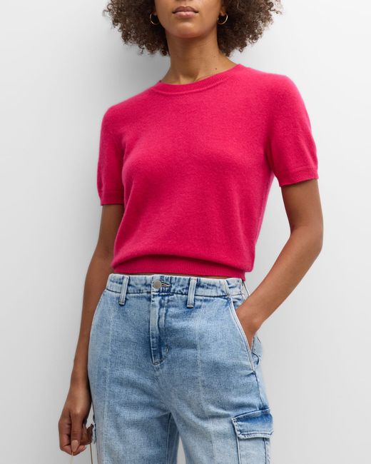 Naadam Cashmere Short-Sleeve Cropped Pullover