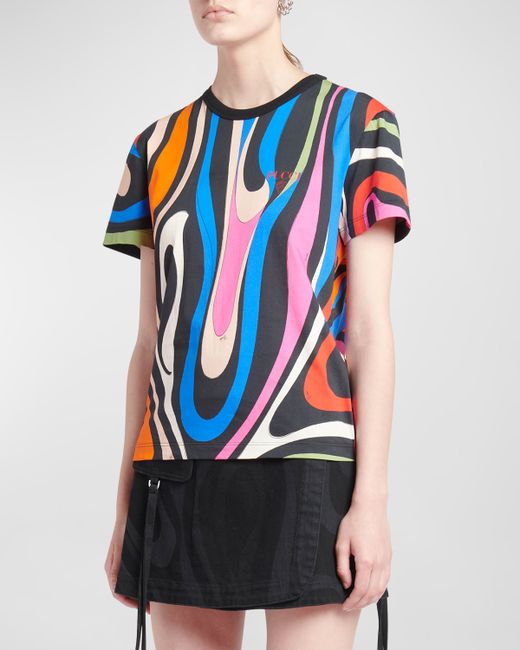 Emilio Pucci Wavy-Print Logo Short-Sleeve T-Shirt