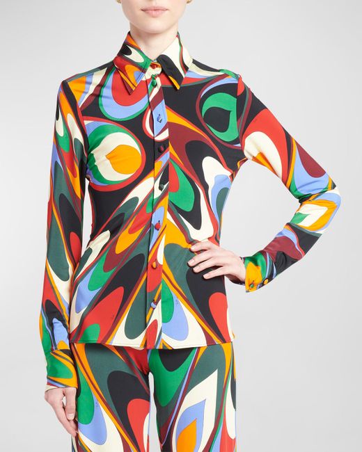Emilio Pucci Abstract-Print Collared Shirt