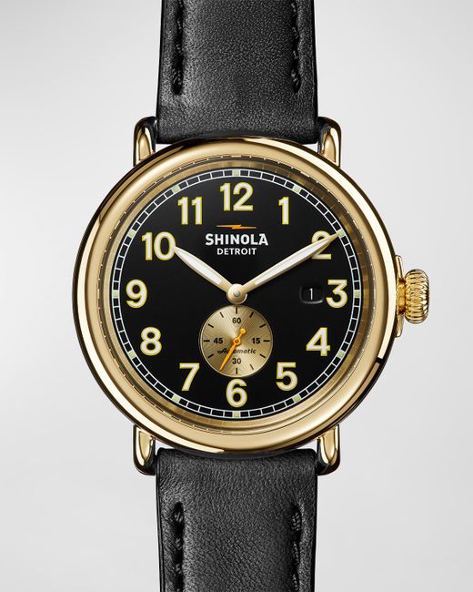 Shinola Runwell Automatic Leather Strap Watch 45mm