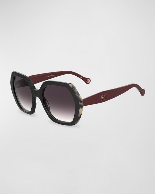 Carolina Herrera Geometric Acetate Square Sunglasses