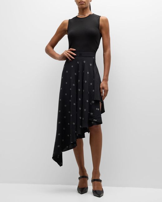 Givenchy Asymmetric 4G Jacquard Sleeveless Midi Dress