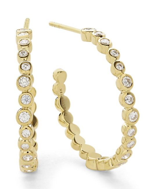 Ippolita Stardust Medium Hoop Earrings in 18K Gold with Diamonds