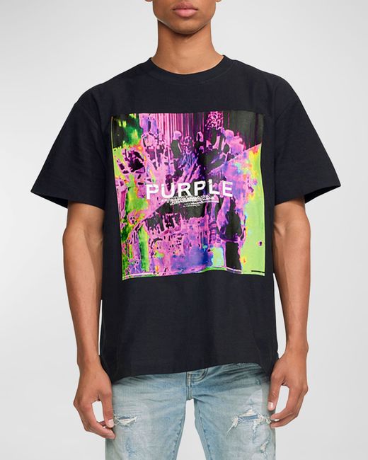 Purple Textured Jersey Graphic T-Shirt