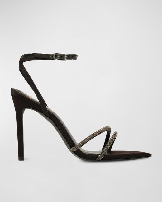 Black Suede Studio Embellished Ankle-Strap Stiletto Sandals