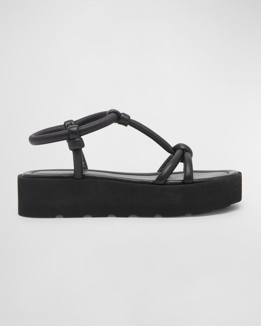 Gianvito Rossi Leather T-Strap Flatform Sandals
