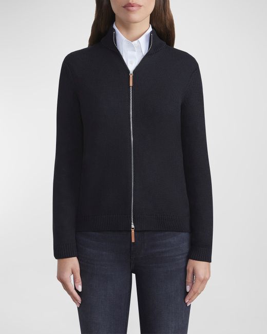 Lafayette 148 New York Plus Fitted Cotton-Silk Bomber Sweater
