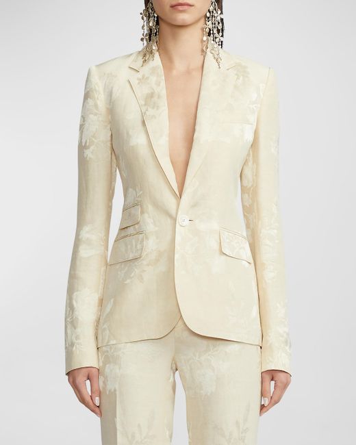 Ralph Lauren Collection Parker Jacquard Single-Breasted Blazer Jacket
