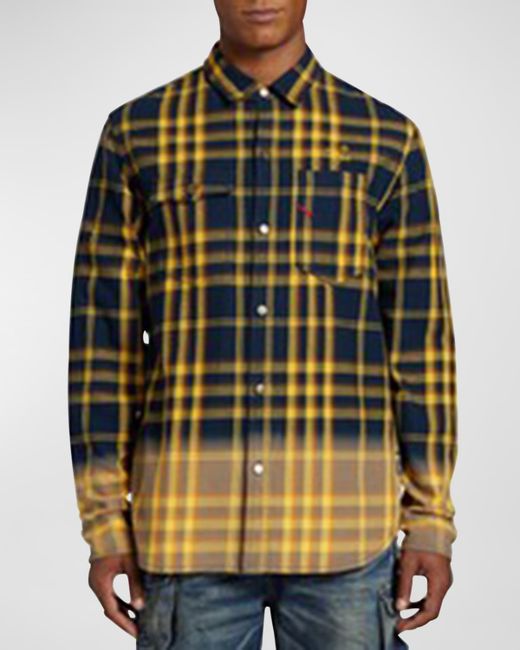 Prps Sill Faded Plaid Snap-Front Shirt