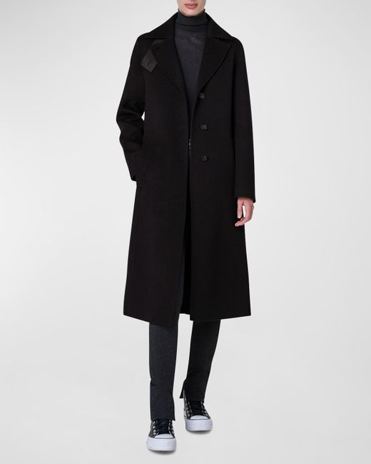 Akris Leather Collar Cashmere Coat