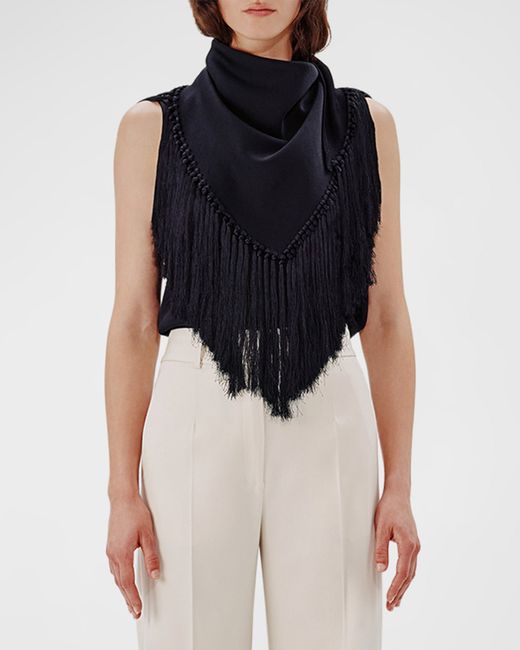 Another Tomorrow Fringe Scarf-Neck Tank Top
