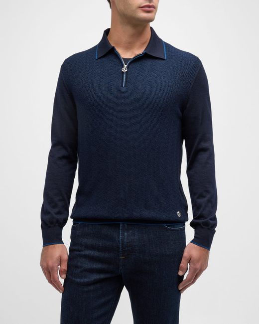 Stefano Ricci Cashmere-Silk Quarter-Zip Polo Sweater