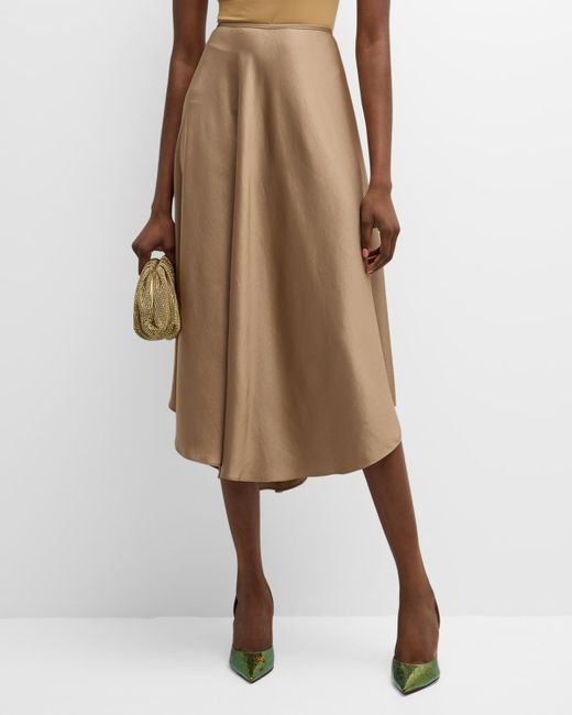 Lapointe Lightweight Textured Satin Midi Handkerchief Skirt