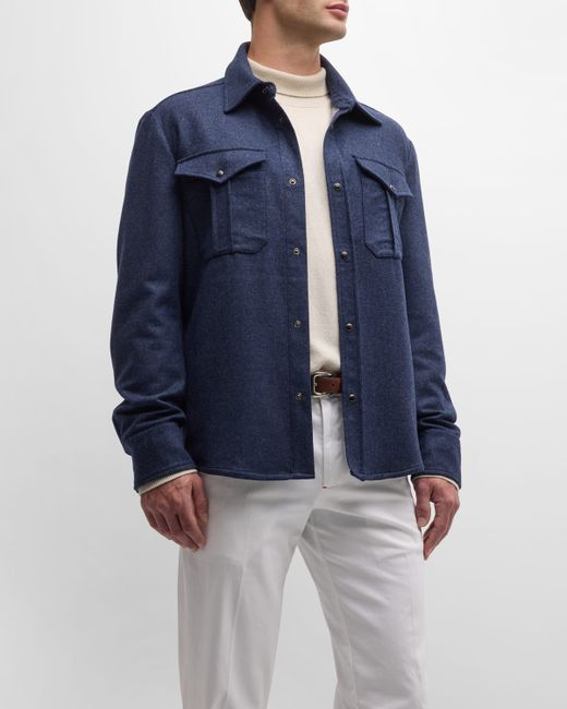 Fioroni Wool-Cashmere Snap Shirt Jacket
