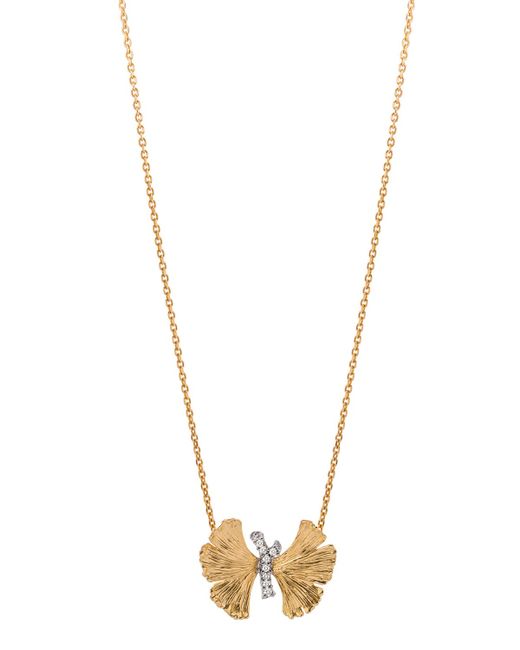 Michael Aram Butterfly Ginkgo Gold Pendant Necklace w Diamonds