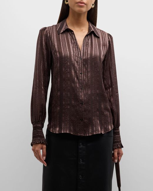 Paige Kaitlin Printed Button-Front Silk Top