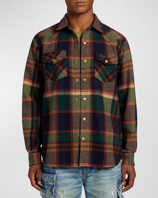 Prps Jetty Plaid Snap-Front Shirt