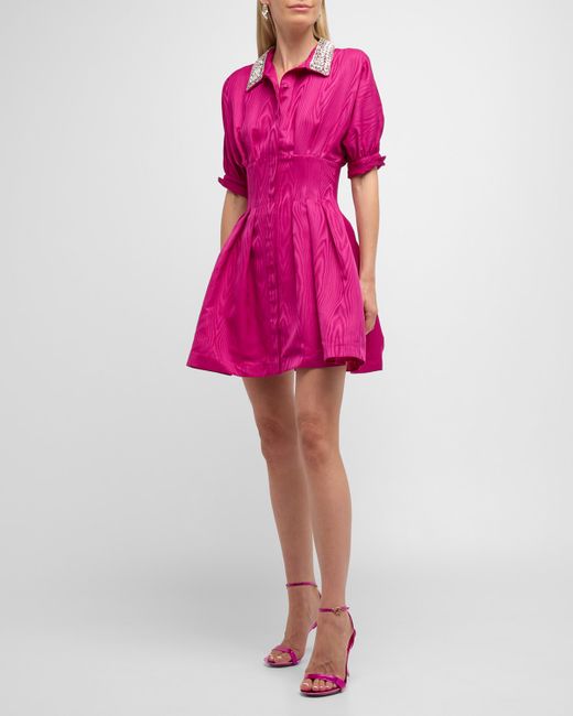Rebecca Vallance Cynthia Pleated Crystal-Embellished Mini Dress