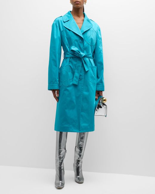 Moschino Jeans Satin Patch Trench Coat