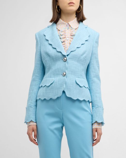 Maison Common Scalloped Cotton-Blend Two-Button Tweed Jacket