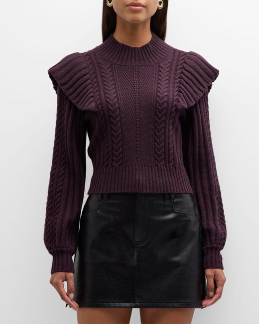 Paige Kate Cable-Knit Ruffle Sweater