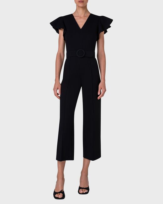 Akris Punto Wing-Sleeve Belted Straight-Leg Ankle Jumpsuit