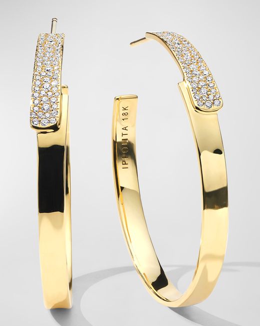 Ippolita Overlapping 3 18K Gold Hoop Earrings with Diamonds