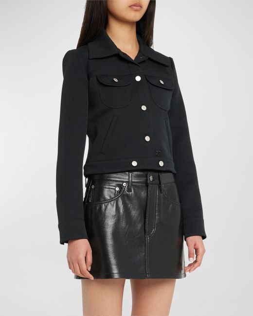 Courrèges Long-Sleeve Twill Collared Trucker Jacket