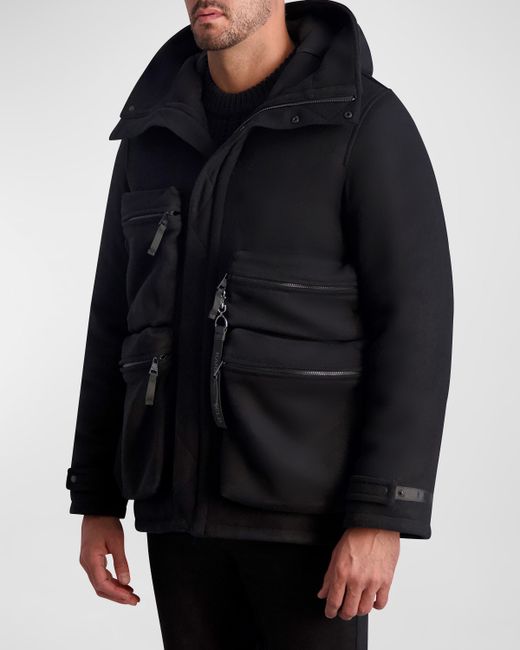 Karl Lagerfeld Multi-Pocket Down Military Jacket