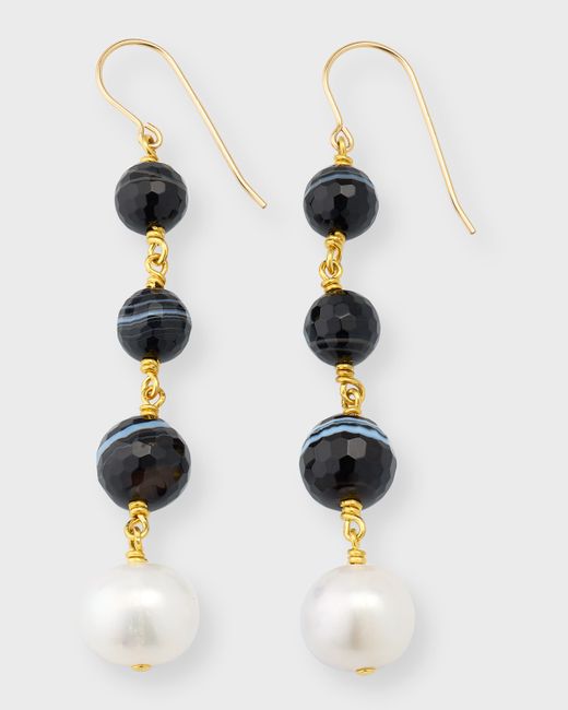 NEST Jewelry Agate and Pearl Drop Earrings