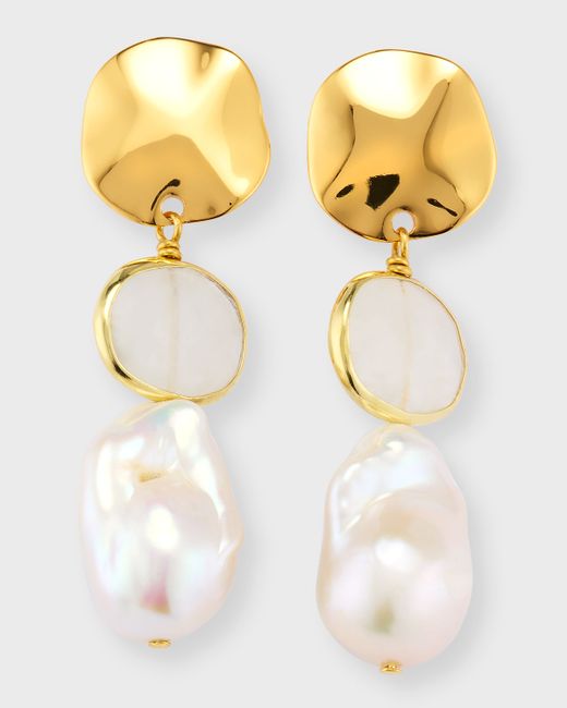 NEST Jewelry Moonstone and Baroque Drop Earrings