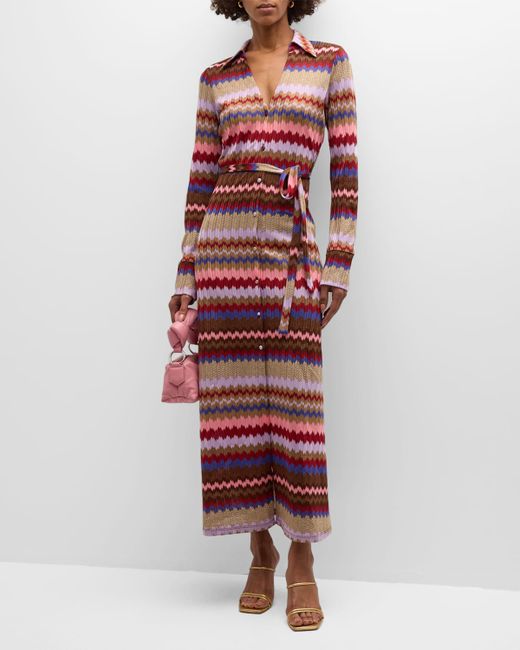 Ramy Brook Galilea Chevron Knit Midi Dress