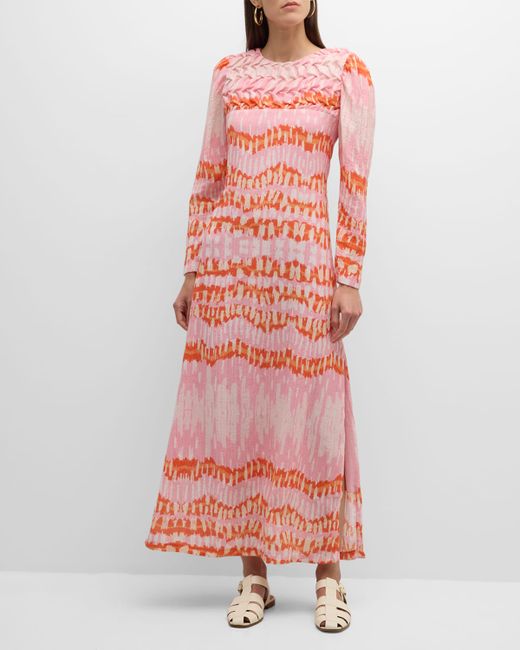Atelier 17.56 Nicola Abstract-Print Smocked Maxi Dress