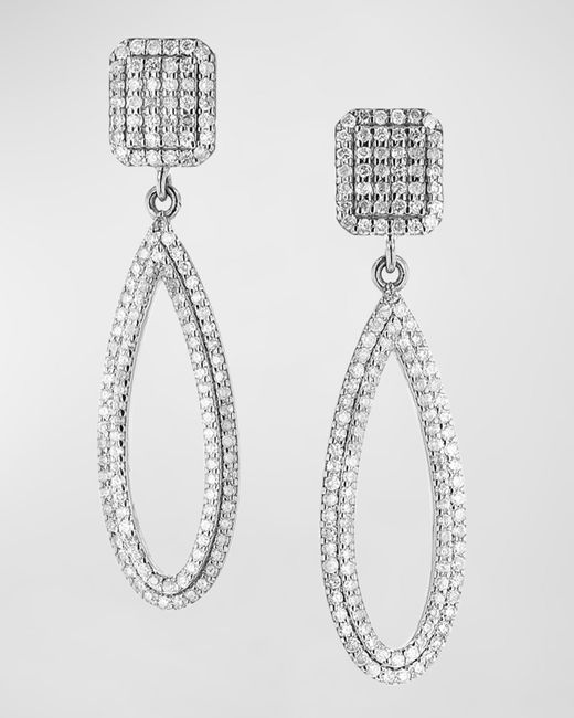 Sheryl Lowe Sterling Pave Diamond Open Pear Drop Earrings