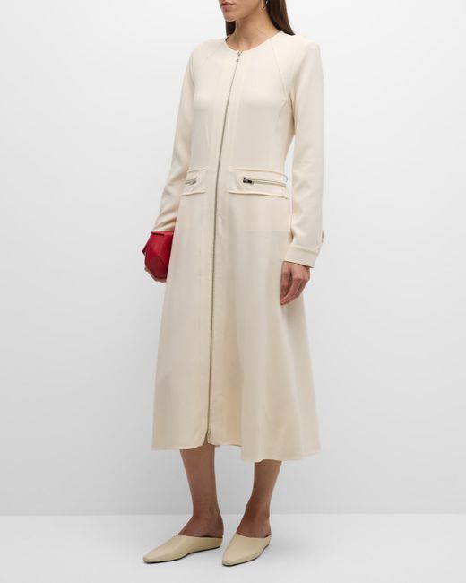 Proenza Schouler Joanne Long-Sleeve Zip-Front Midi Dress