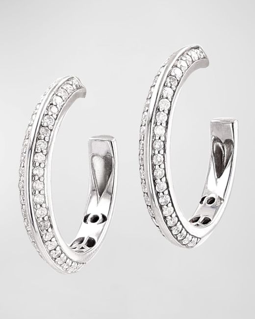 Sheryl Lowe Sterling Knife Hoop Diamond Earrings