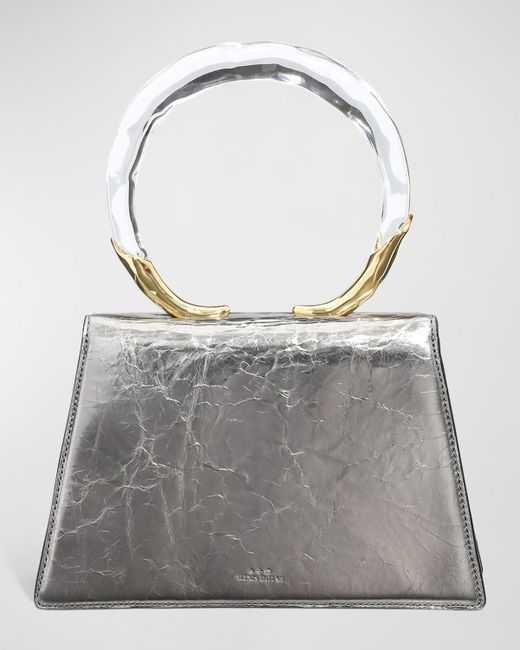 Alexis Bittar Quad Cracked Metallic Ring Top-Handle Bag