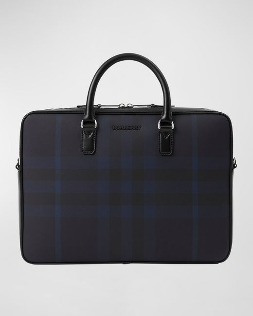 Burberry Slim Ainsworth Check Leather Briefcase