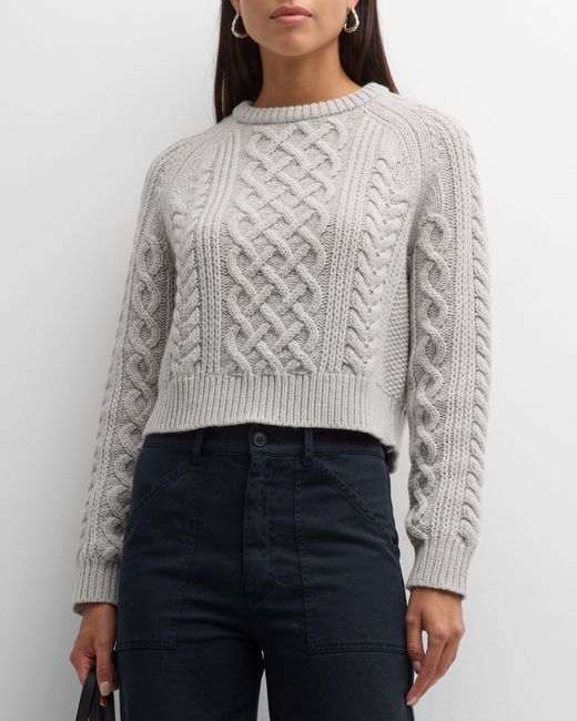 Nili Lotan Coras Melange Cable Knit Crop Sweater