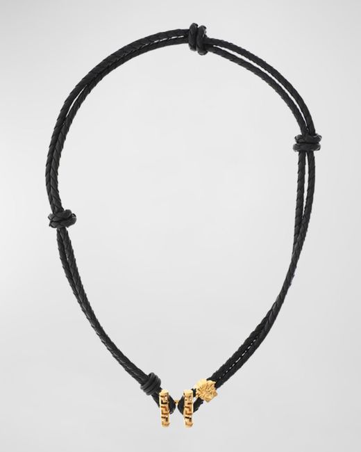 Versace Greca Braided Leather Necklace