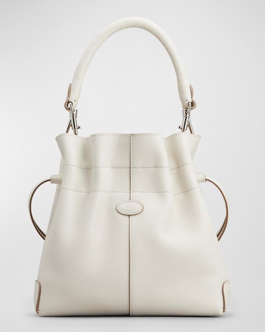 Tod's Drawstring Ruched Leather Top-Handle Bag