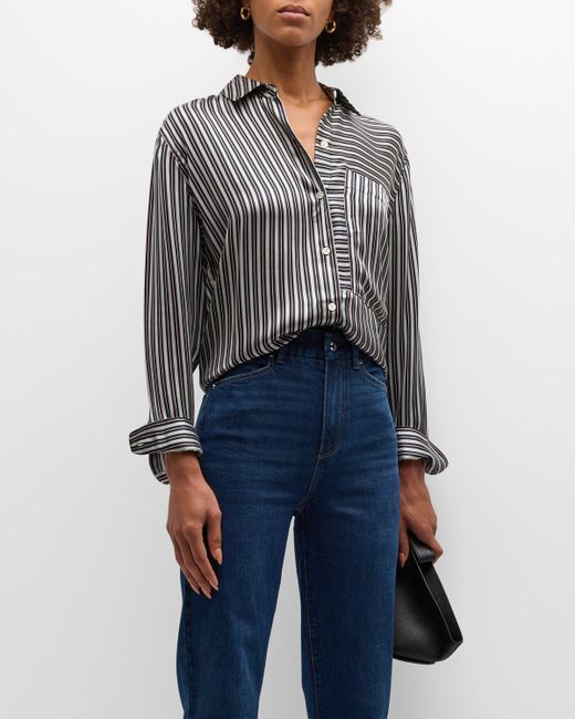 Rails Spencer Multi-Striped Silk Shirt