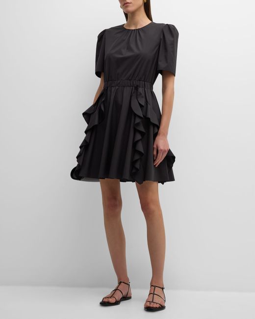 Jason Wu Ruched Short-Sleeve Ruffle Mini Dress