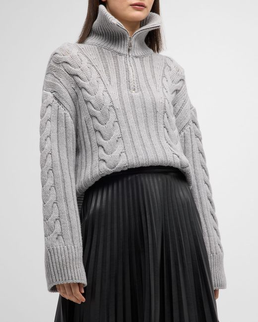Moncler Cashmere Cable-Knit Quarter-Zip Sweater