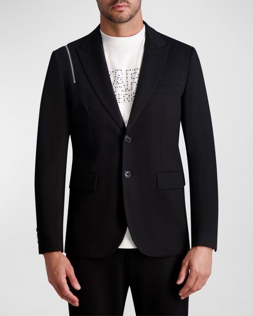 Karl Lagerfeld Solid Blazer with Shoulder Zipper